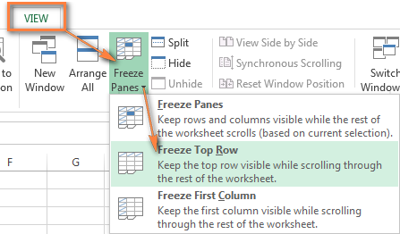 freeze frames in excel for mac